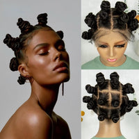 Full Lace Handmade Bantu Braided Synthetic Wigs With Baby Hair