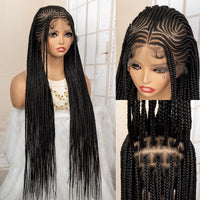 African Braided Hair Wigs Synthetic Full Lace Cornrow Knotless Crochet Braids Wig