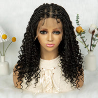 Full Lace Synthetic Short Boho Box Braided Wig Bohemian Curly Hair Wig with Baby Hair