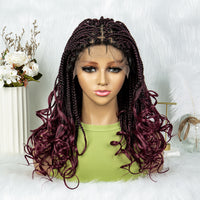 20 Inches 9x6 Max Part Lace Small Box Braided Wigs Curly End Cornrow Braided Hair