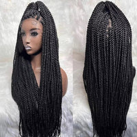 Synthetic Full Lace Senegalese Twists Braids Knotless Small Box Braided Wigs For Women 36'' Ombre Blonde Burgundy Braided Wigs