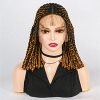 14 Inch Short Bob Wig Cornrow Braided Wigs Synthetic Lace Front Wig