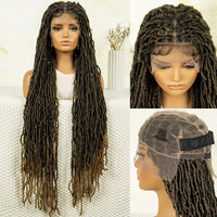 36 Inch Synthetic Faux Locs Knotless Braided Wig Full Lace Ombre Colored Hair Wig