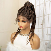 Lace Frontal Synthetic 24 Inches Ponytail Cornrow Braided Wigs with Baby Hair
