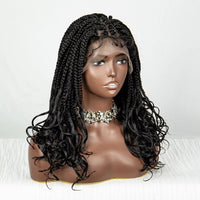 Synthetic Short Box Braided Wigs Wavy Ends 9x6 Frontal Lace Wig With Baby Hair