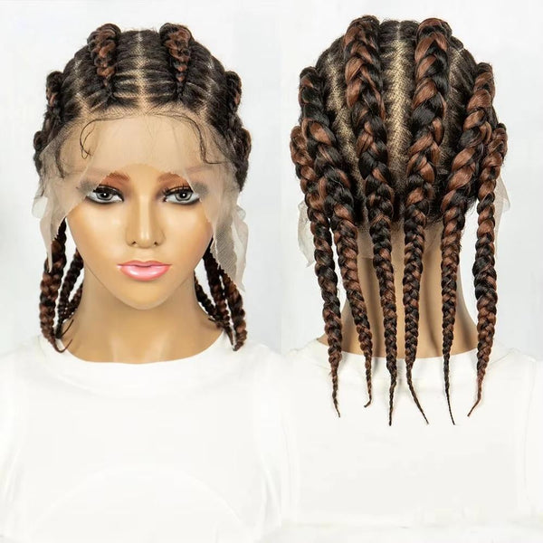 Full Lace Cornrow Braided Wig Synthetic for Women Men Braids Wig with Baby Hair