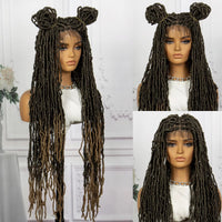 36inch Synthetic Dreadlock Locs Braided Wigs Square Knotless Lace Wig With Baby Hair
