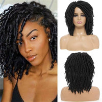 Natural Synthetic Dreadlock Wig Short Afro Bob Crochet Twist Braided Wig