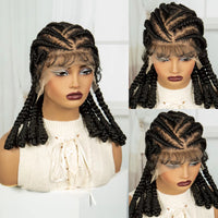 Cornrow Braided Wigs 16Inch Synthetic Full Lace Bantu Braids Wigs with Baby Hair