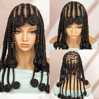 18 Inches Bantu Cornrow Braided Wigs Full Lace Synthetic Knotless Braiding Hair Wigs