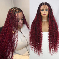 32" Synthetic Boho Braided Wigs Full Lace Wig Knotless Box Braids Wig With Baby Hair