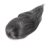 12" Black & Grey Lace Front Human Hair Toupee for Men - Image 2