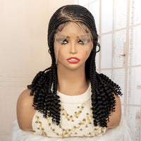 Full Lace Braided Wig with Curly Ends Synthetic Afro Knotless Cornrow Braided Wig