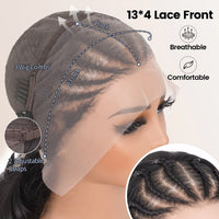 Lace Front Synthetic Short Straight Bob Wigs with Braid 12 Inch Short Cornrow Braided Wigs