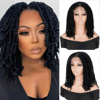 Synthetic Full Lace Braided Wigs 14 Inch Short Bob Knotless Box Braids Double Lace Twist Wigs