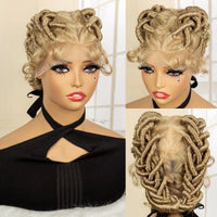 Synthetic Full Lace Handmade Afro Braided Wigs Lightweight Bantu Knotless Braids Wig with Baby Hair