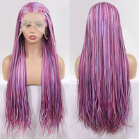 Highlight Pink Lace Front Box Braided Wigs for Women Knotless Goodess Box Braid Wig Synthetic Crochet Braiding Hair Color Wig