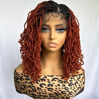 Synthetic 4x4 Lace Front Braid Wig 14inch Curly Faux Locs Large Parting Space Twist Dreadlock Wigs