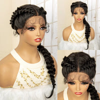 Lace Front 24 Inches Synthetic Fishtail Cornrow Braided Wigs with Baby Hair