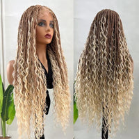 Synthetic 32" Bohemian Full Lace Wigs Knotless Box Braided Wigs with Baby Hair