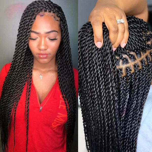 Synthetic Full Lace Twist Braided Wigs Senegalese Braided Wig