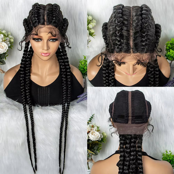 32 inches Lace Front Jumbo Knotless 4 Twist Cornrow Braided Wig