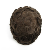 Men's 8x10 Inch PU Toupee - European Human Hair V-Loop Ultra-Thin PU Base Hair Replacement System