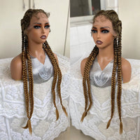 Synthetic Lace Front Wig 32 Inches 4 Twist Cornrow Braided Wigs With Baby Hair