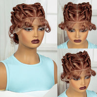 Synthetic Full Lace Handmade Afro Braided Wigs Lightweight Bantu Knotless Braids Wig with Baby Hair