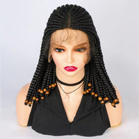 14 Inch Short Bob Wig Cornrow Braided Wigs Synthetic Lace Front Wig