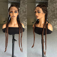 Synthetic Lace Front Wig 32 Inches 4 Twist Cornrow Braided Wigs With Baby Hair