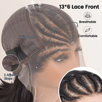 Lace Front Synthetic Short Straight Bob Wigs with Braid 12 Inch Short Cornrow Braided Wigs