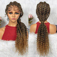 Lace Front Synthetic Cornrow Braided Wigs Natural Knotless with Baby Hair