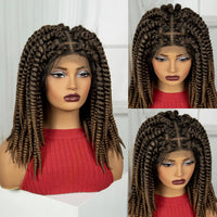 16 Inch Knotless Box Twist Braided Wigs HD Full Lace Braided Wigs with Baby Hair