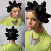 16Inches Bantu Knots Braided Wigs For Women Synthetic Full Lace Wig