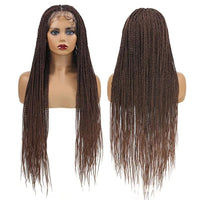 Synthetic Full Lace Senegalese Twists Braids Knotless Small Box Braided Wigs For Women 36'' Ombre Blonde Burgundy Braided Wigs