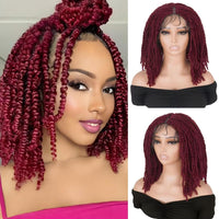 Synthetic Full Lace Braided Wigs 14 Inch Short Bob Knotless Box Braids Double Lace Twist Wigs