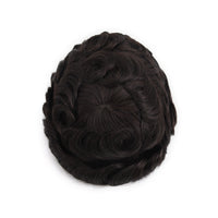 Men's 8x10 Inch PU Toupee - European Human Hair V-Loop Ultra-Thin PU Base Hair Replacement System