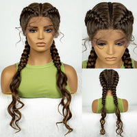 30 Inches Synthetic Cornrow Braided Wigs Lace Frontal Afro Hair Braids Wig with Baby Hair