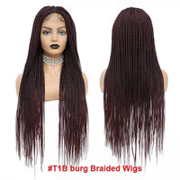 36Inch Synthetic Long Box Braided Wig Full Lace Straight Knotless Braid Wig With Baby Hair