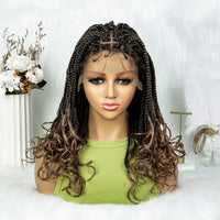 20 Inches 9x6 Max Part Lace Small Box Braided Wigs Curly End Cornrow Braided Hair