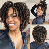Natural Synthetic Dreadlock Wig Short Afro Bob Crochet Twist Braided Wig