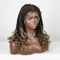 Synthetic Short Box Braided Wigs Wavy Ends 9x6 Frontal Lace Wig With Baby Hair