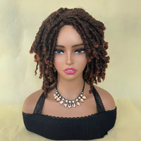 Locs Afro Bob Braided Wig Synthetic Faux Locs Crochet Twist Braiding Wig