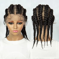 Full Lace Cornrow Braided Wig Synthetic for Women Men Braids Wig with Baby Hair