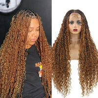 Synthetic 32" Bohemian Full Lace Wigs Knotless Box Braided Wigs with Baby Hair