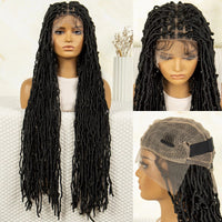 36 Inch Synthetic Faux Locs Knotless Braided Wig Full Lace Ombre Colored Hair Wig