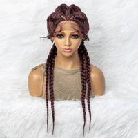 26 Inches Synthetic Lace Front Dutch Twins Cornrows Braids Wig With Baby Hair