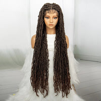 36inch Synthetic Dreadlock Locs Braided Wigs Square Knotless Lace Wig With Baby Hair