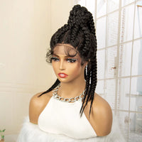 Lace Frontal Synthetic 24 Inches Ponytail Cornrow Braided Wigs with Baby Hair